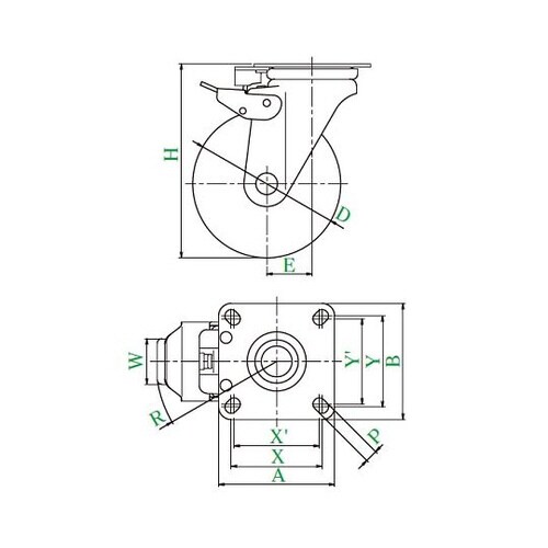 J2K型キャスター自在車プレート式