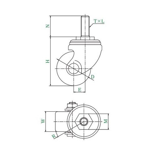 HT型キャスター自在車ねじ込み式