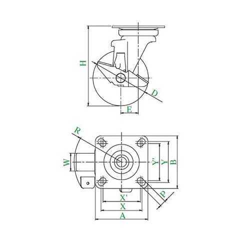 J−S型キャスター自在車プレート式(ストッパー付)