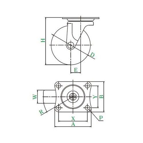 G型キャスター自在車プレート式