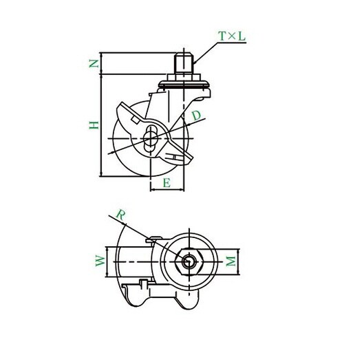 ET型キャスター自在車ねじ込み式