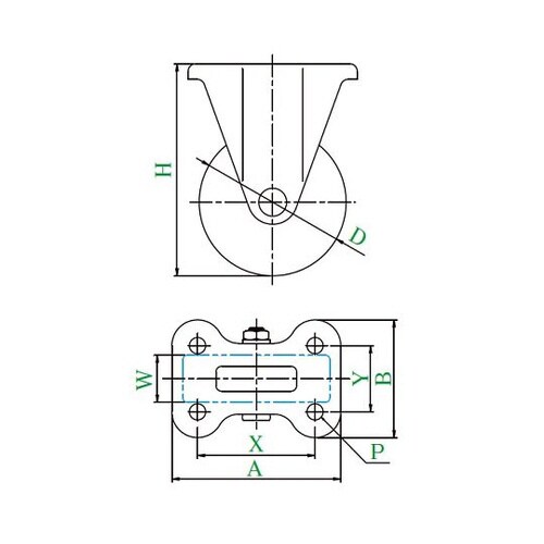 K型キャスター固定車プレート式