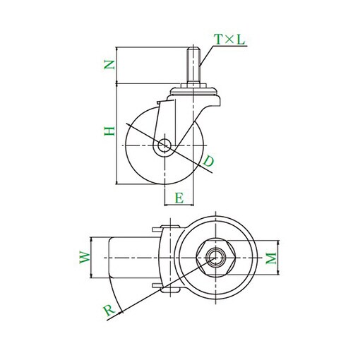 ST型キャスター自在車ねじ込み式