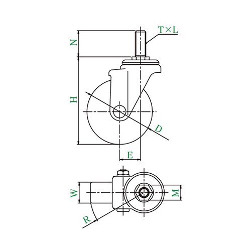 SJT型キャスター自在車ねじ込み式