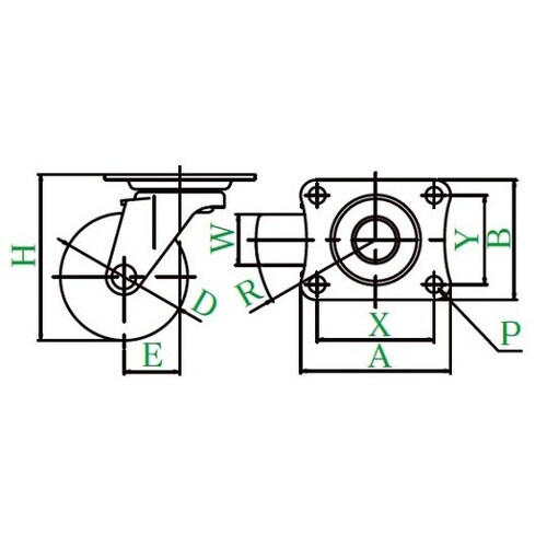 LG型キャスター自在車プレート式