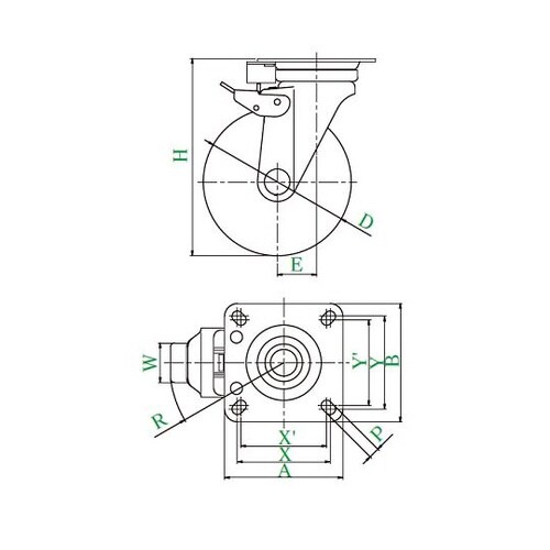 JK型キャスター自在車(旋回固定式)プレート式