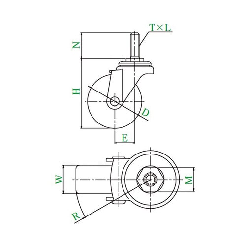 ST型キャスター自在車ねじ込み式