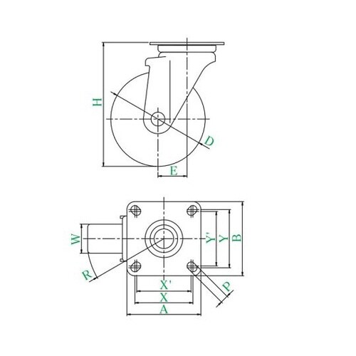 J2型キャスター自在車プレート式
