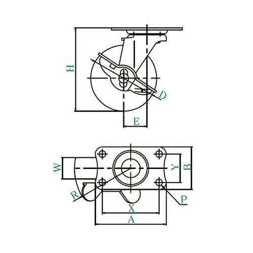 E−S型キャスター自在車プレート式(ストッパー付)