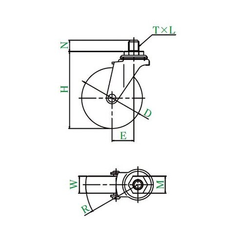 LT型キャスター自在車ねじ込み式
