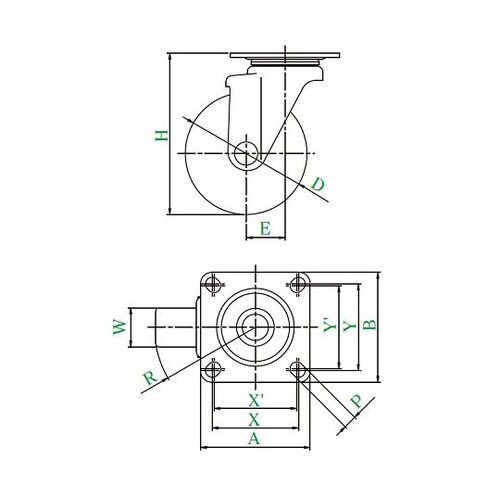 SJ型キャスター 自在車プレート式 SJ−100W
