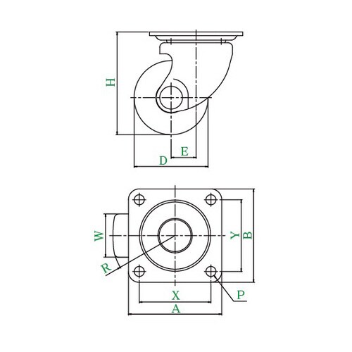 HSG型キャスター自在車プレート式