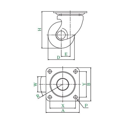 HSG型キャスター自在車プレート式