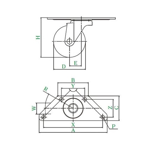 SGC型キャスター自在車プレート式