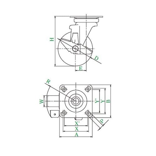 J−S型キャスター自在車プレート式(ストッパー付)