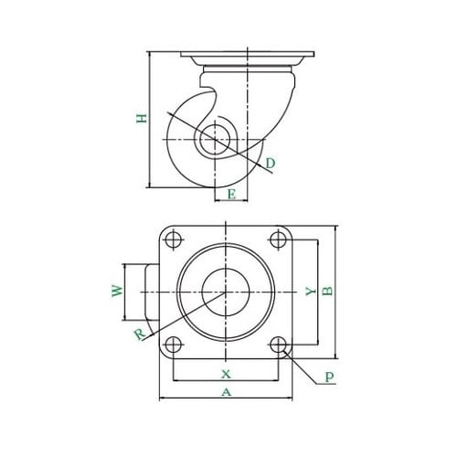 HG型キャスター自在車プレート式