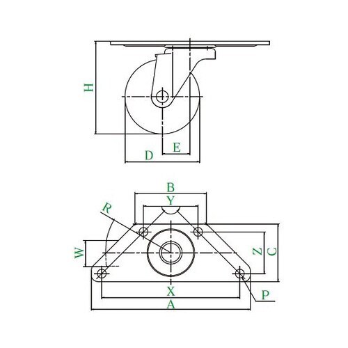 SGC型キャスター自在車プレート式