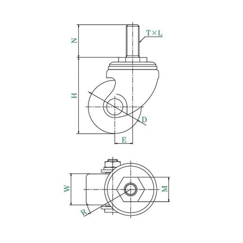 HT型キャスター自在車ねじ込み式