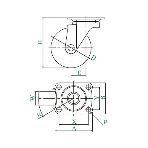 SG型キャスター自在車プレート式
