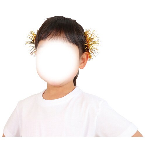 キラキラポンポンヘアクリップ ゴールド