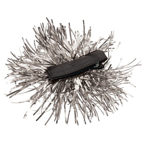 キラキラポンポンヘアクリップ シルバー