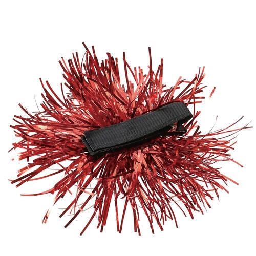 キラキラポンポンヘアクリップ レッド