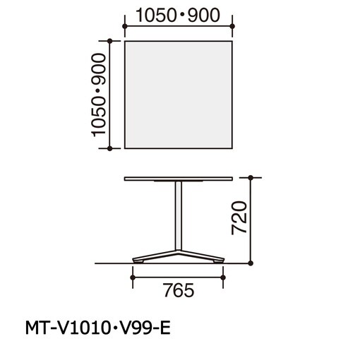 ビエナ 固定正方型天板 塗装脚アジャスター