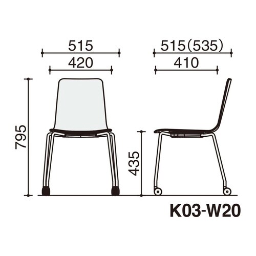 ミケット キャスター脚 背座樹脂 座パッド無