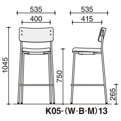 チェア プロッカ ハイタイプ 背合板 座クッション
