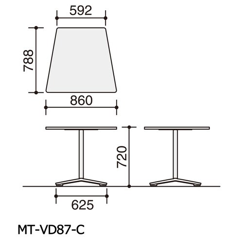 ビエナ 固定台形天板 塗装脚キャスター