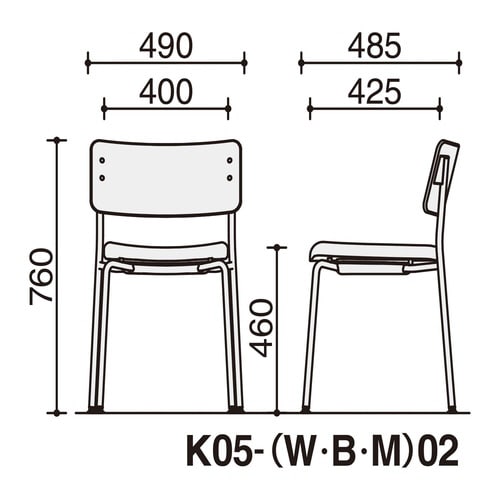 チェア プロッカ 4本脚 背樹脂 座クッション
