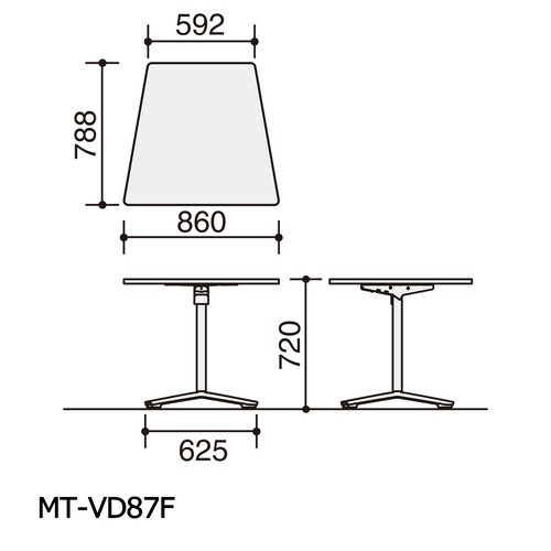 会議テーブル ビエナ フラップ型 台形天板 塗装脚