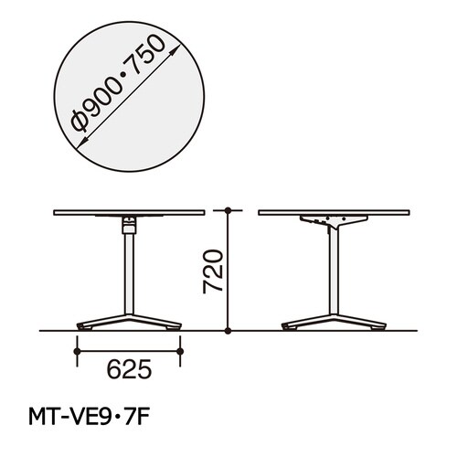 会議テーブル ビエナ フラップ型 円形天板 塗装脚