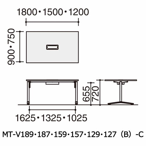 ビエナ 固定角型天板 塗装脚キャスター