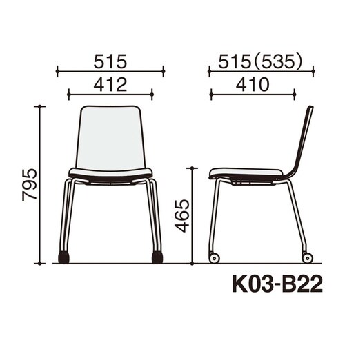 ミケット キャスター脚 背座樹脂 座パッド付