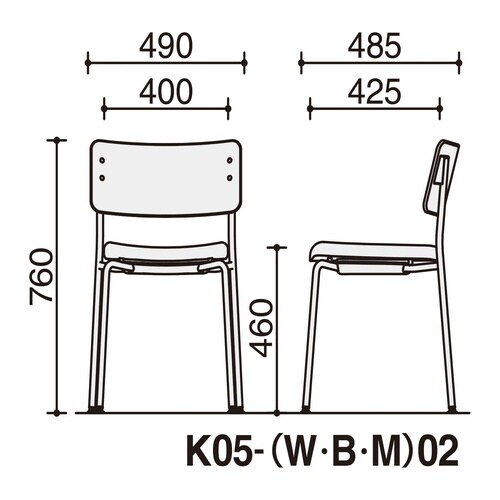 チェア プロッカ 4本脚 背樹脂 座クッション