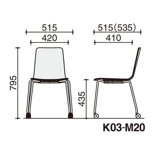 ミケット キャスター脚 背座樹脂 座パッド無