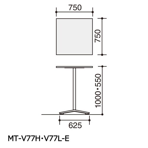 ビエナ 固定正方形天板 ハイタイプポリ脚
