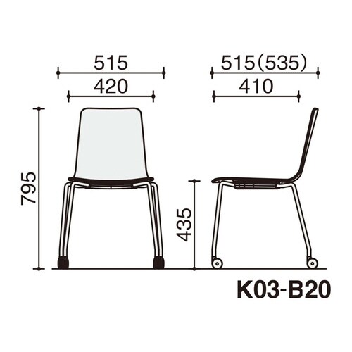 ミケット キャスター脚 背座樹脂 座パッド無