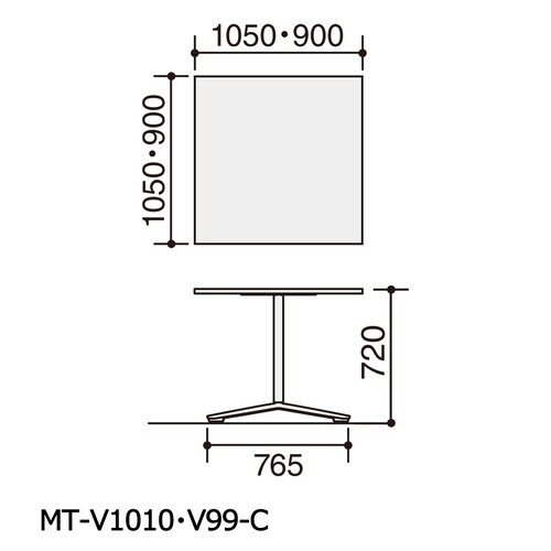 ビエナ 固定正方形天板 単柱ポリ脚キャスター