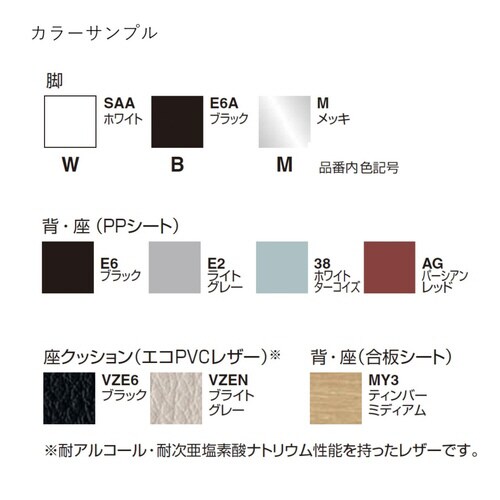 チェア プロッカ 4本脚 背樹脂 座クッション