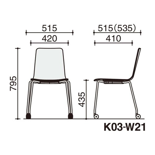 ミケット キャスター脚 背座合板 座パッド無