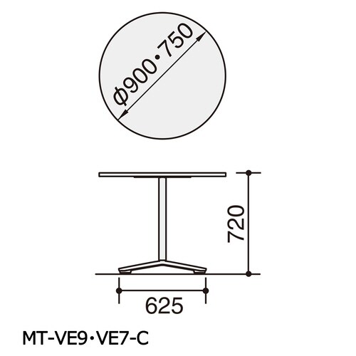 ビエナ 固定円形天板 塗装脚キャスター