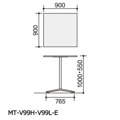 ビエナ 固定正方形天板 ハイタイプポリ脚