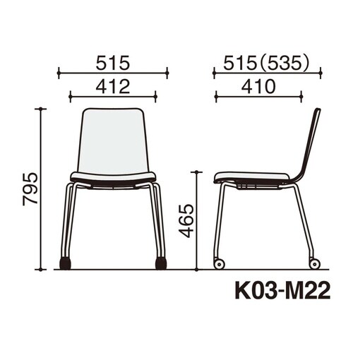 ミケット キャスター脚 背座樹脂 座パッド付