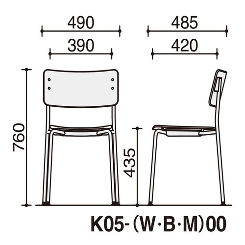 チェア プロッカ 4本脚 背座樹脂