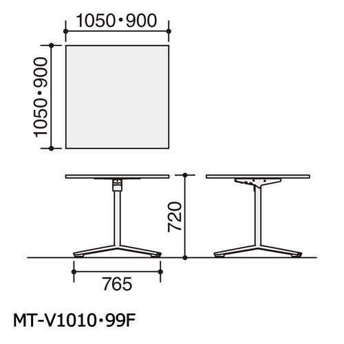 ビエナ フラップ型 正方形天板単柱ポリッシュ脚