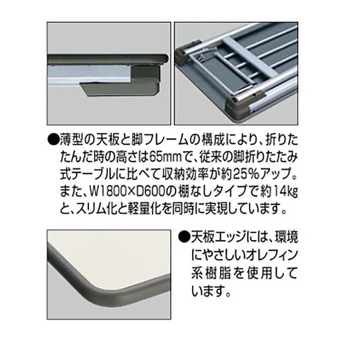 折り畳み会議テーブル KT‐140シリーズ 棚付