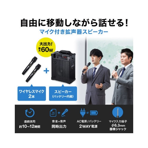 ワイヤレスマイク付き拡声器スピーカー