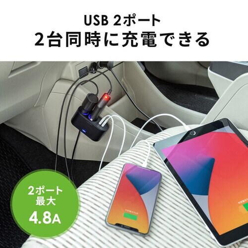 USBチャージャー付2連ソケット